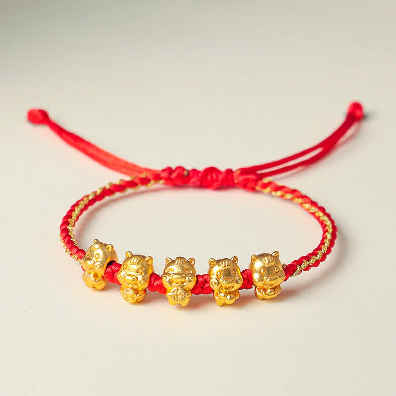 Buddha Stones Fu Character 999 Sterling Silver Year Of The Horse Prosperity Red String Bracelet
