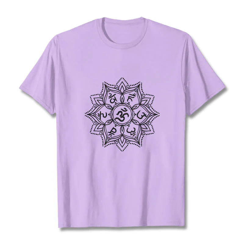 Buddha Stones Mandala Flower Om Mani Padme Hum Sanskrit Mantra Tee T-shirt