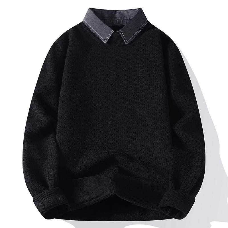 Buddha Stones Winter Stand Collar Design Warm Men's Long Sleeve Knitted Sweater
