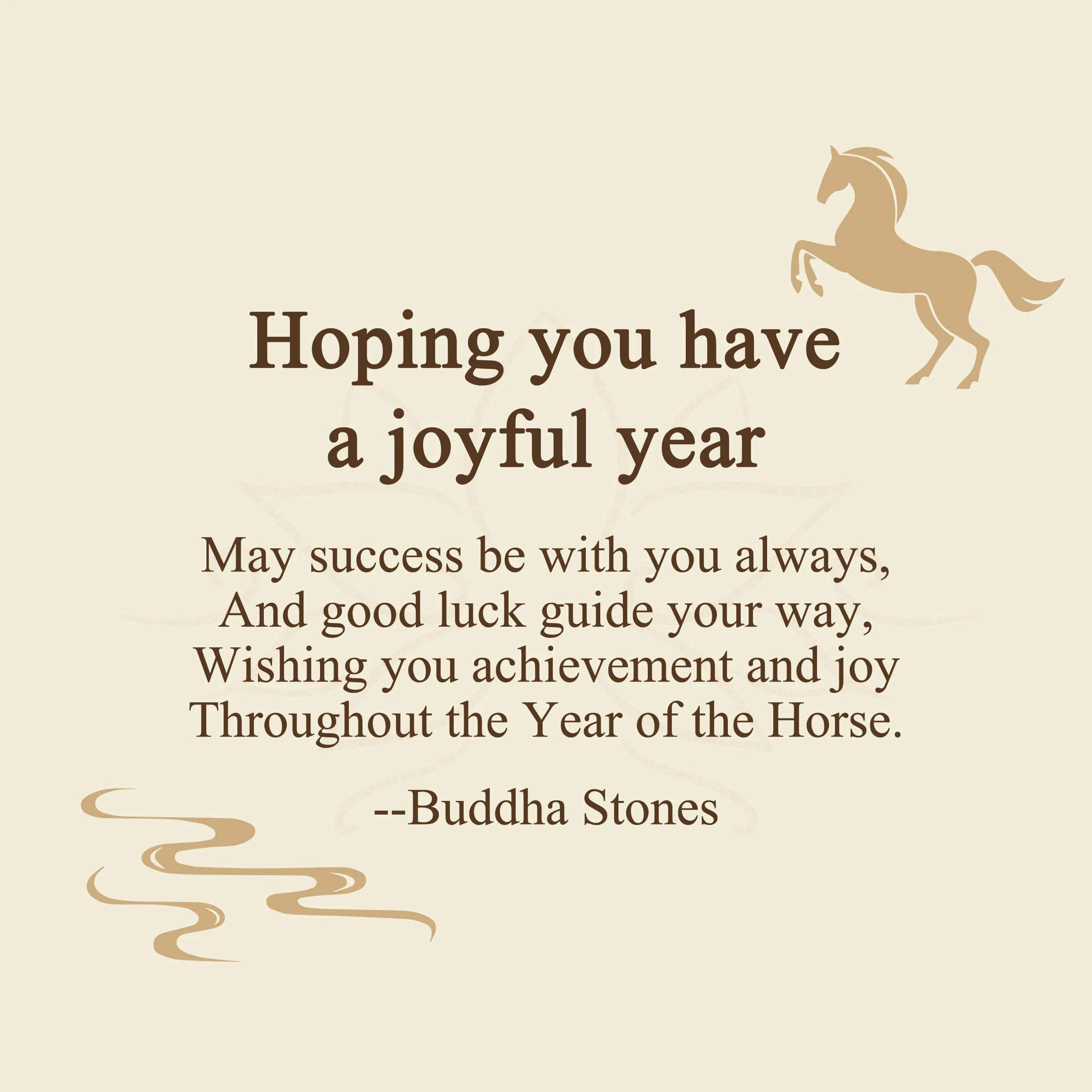 Buddha Stones Hoping You Have a Joyful Year Year of the Horse Keychain Includes Gift Message Card