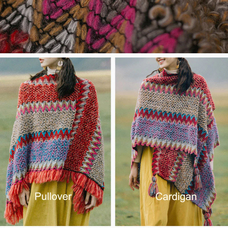 Buddha Stones Tibetan Shawl Warm Cloak Tibetan Tassel Scarf