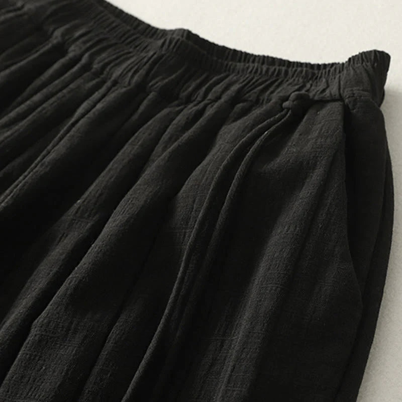 Buddha Stones Plain Cotton Polyester Thick Women's Pants With Pockets