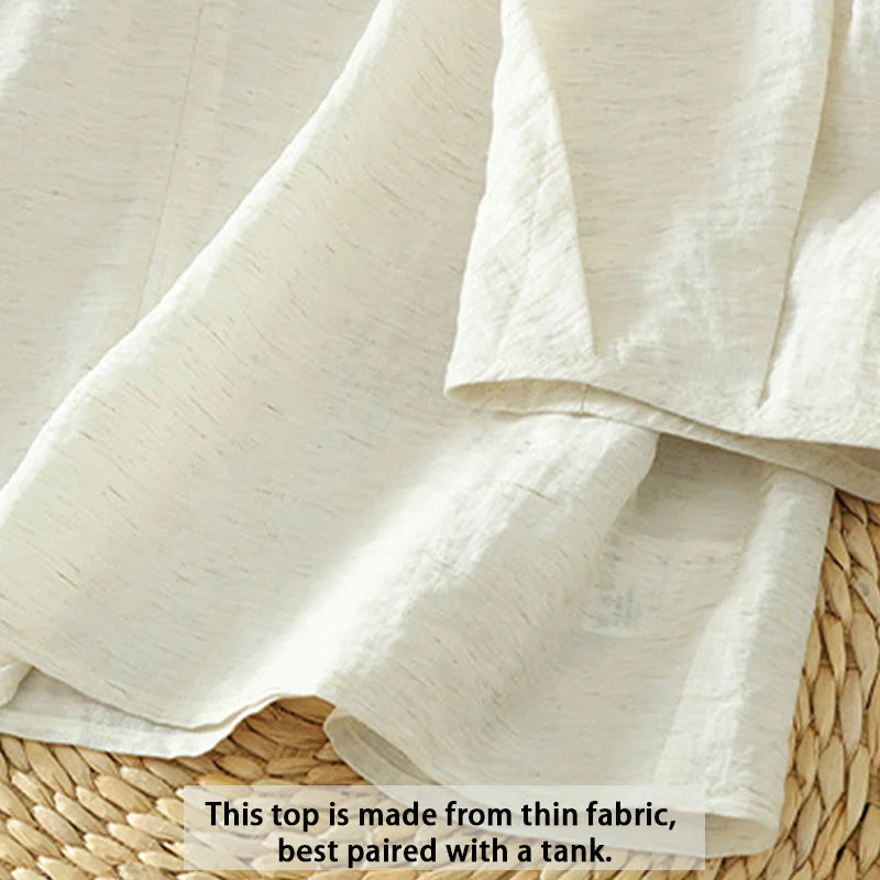 Buddha Stones White Plain Button Three Quarter Sleeve Women's Shirt