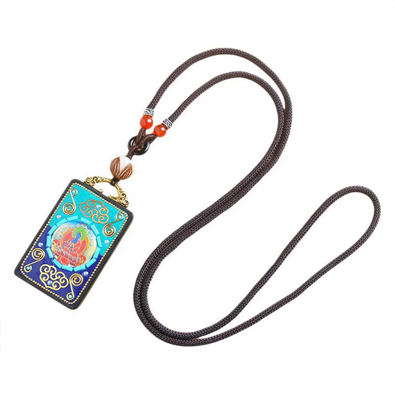 Buddha Stones Medicine Buddha Ebony Wood Peace Necklace Pendant