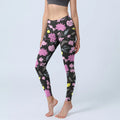 Buddha Stones Watercolor Style Softly Colored Flower Leaf Pattern Print Gym Leggings Women's Yoga Pants