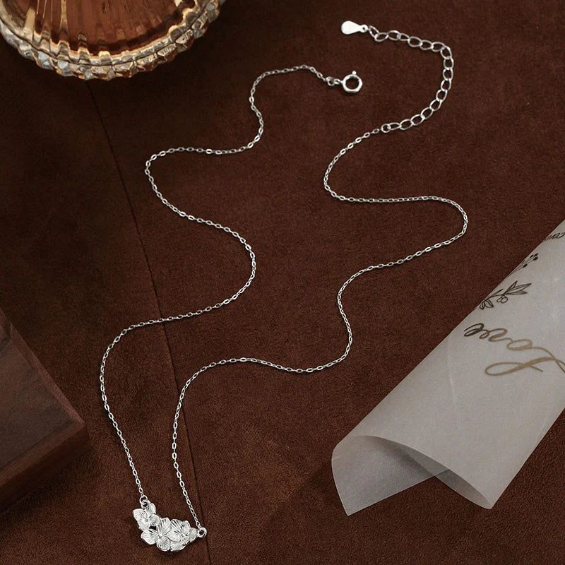 Buddha Stones 999 Sterling Silver Flower Blessing Necklace Pendant