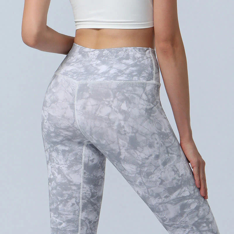 Buddha Stones Flowers Leaves Print Sports Fitness Yoga High Waist Leggings Women's Yoga Pants