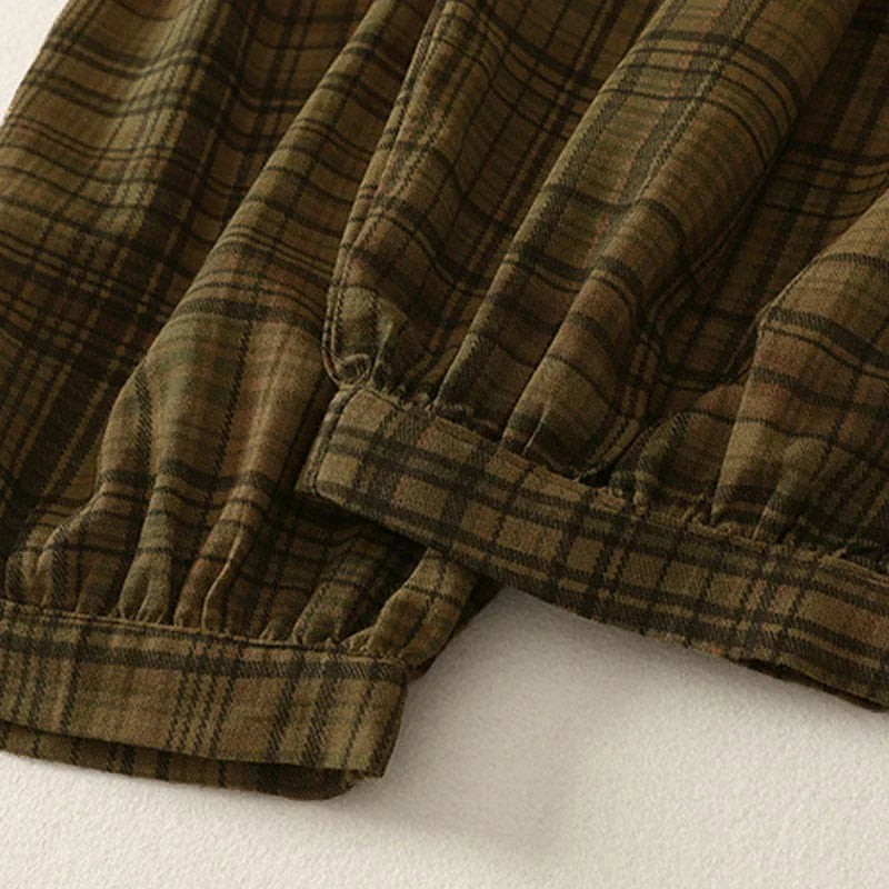Buddha Stones Spring Plaid Design Women's Harem 7-8 Length Pants With Pockets