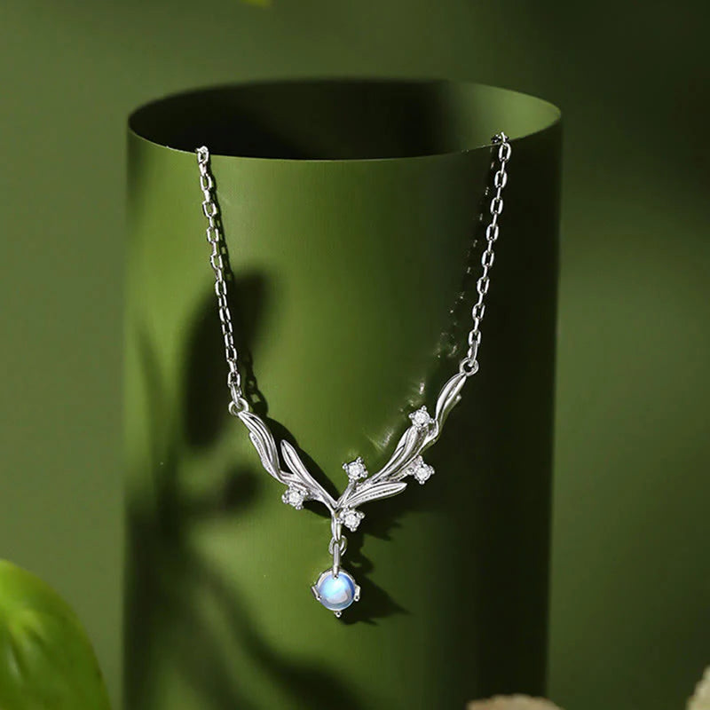 Buddha Stones 925 Sterling Silver Mistletoe Keep Away Evil Spirits Necklace Pendant