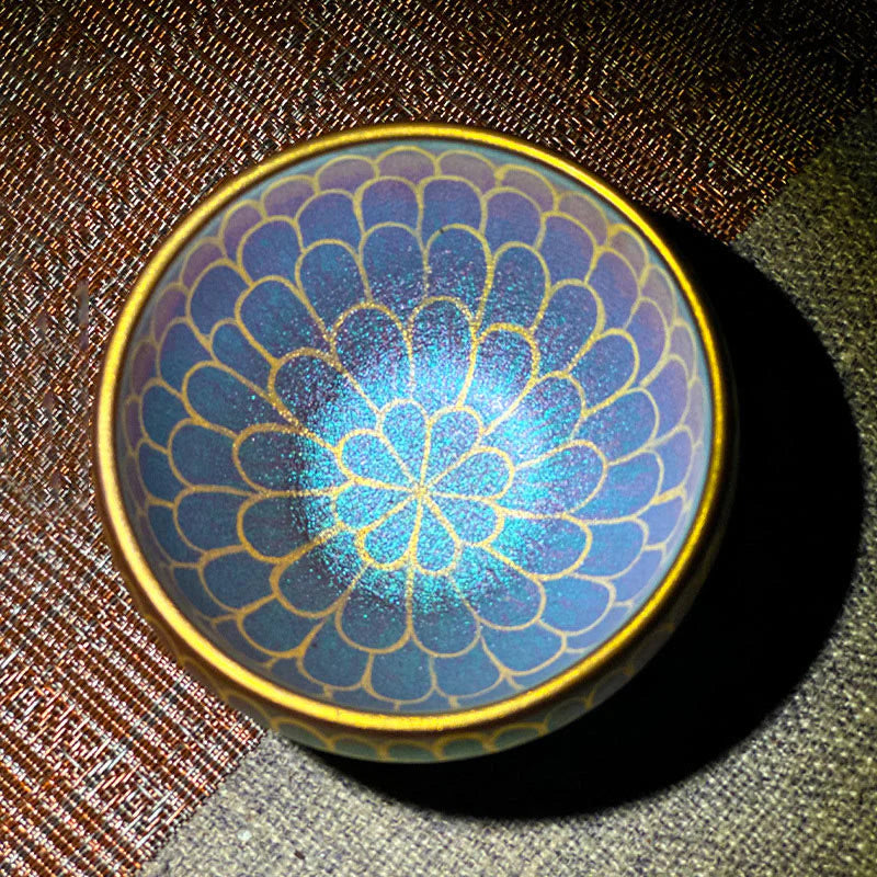 Buddha Stones Handmade Chinese Jianzhan Lotus Flower Pattern Ceramic Teacup Kung Fu Tea Cup 150ml