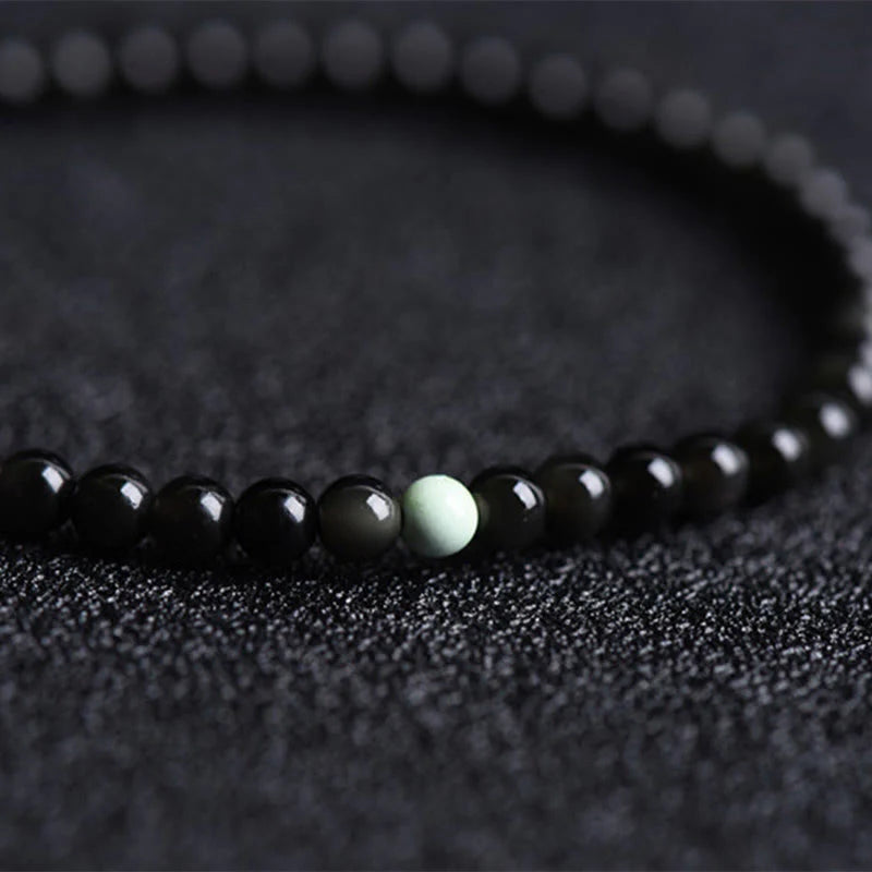 Buddha Stones Black Obsidian Turquoise Strength Fulfilment Bracelet