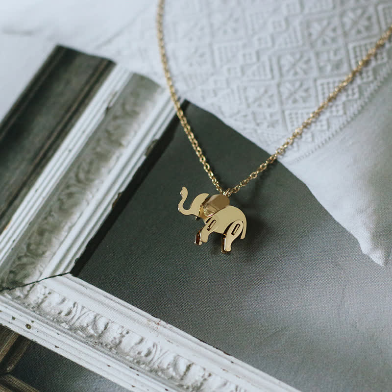 Buddha Stones Elephant Titanium Steel Luck Necklace Chain Pendant