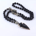 Buddha Stones Natural Lava Rock Yoga Meditation Necklace Arrow Pendant (Extra 30% Off | USE CODE: FS30)