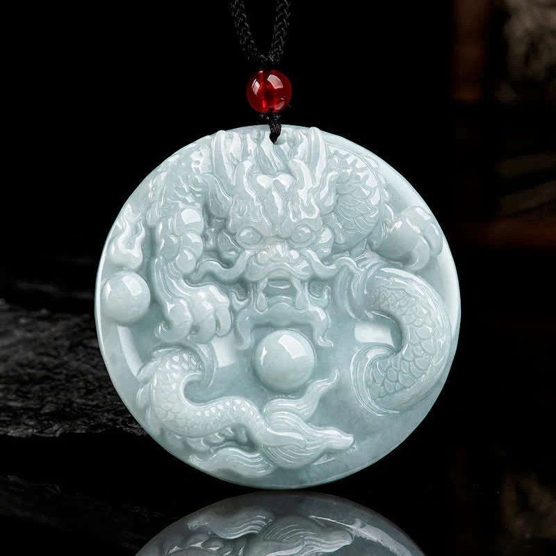 âââA Flash Sale- Buddha Stones Chinese Zodiac Dragon Jade Success Amulet String Necklace