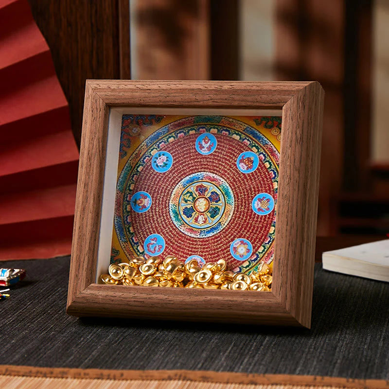 Buddha Stones Tibetan Om Mani Padme Hum Golden Ingot Thangka Photo Frame Ornament Home Decor