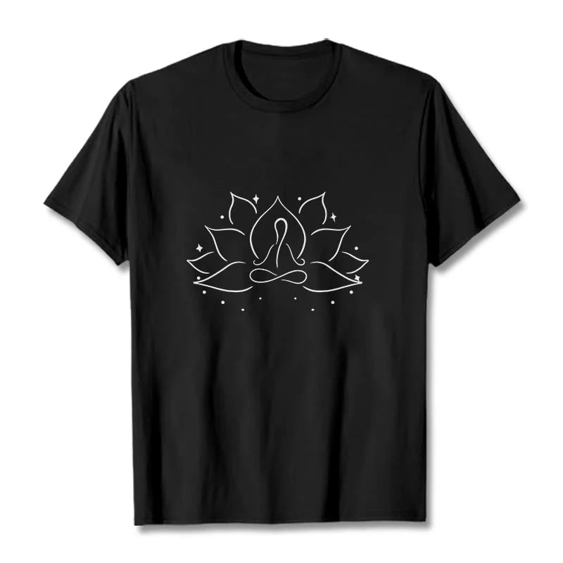 Buddha Stones Lotus Flower Meditative Yoga Pose Design Tee T-shirt
