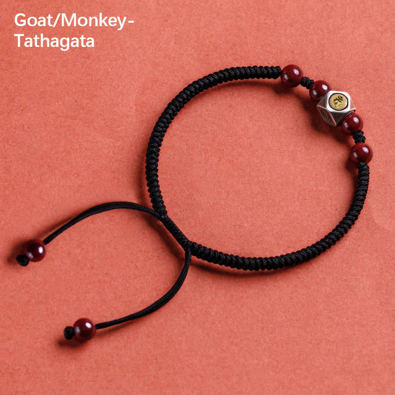 Buddha Stones 925 Sterling Silver Chinese Zodiac Natal Buddha Cinnabar Calm Bracelet