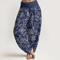 Buddha Stones Cotton Casual Floral Branches Flowing Vines Pattern Women's Elastic Waist Harem Pants