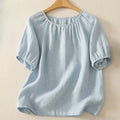 Buddha Stones Casual Summer Plain Crew Neck Cotton Women's Short Sleeve T-Shirt