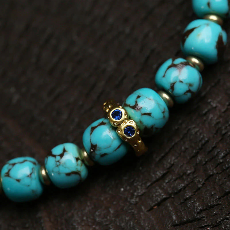 Buddha Stones Thangka Gau Amulet Box Turquoise Fu Character Protection Bracelet