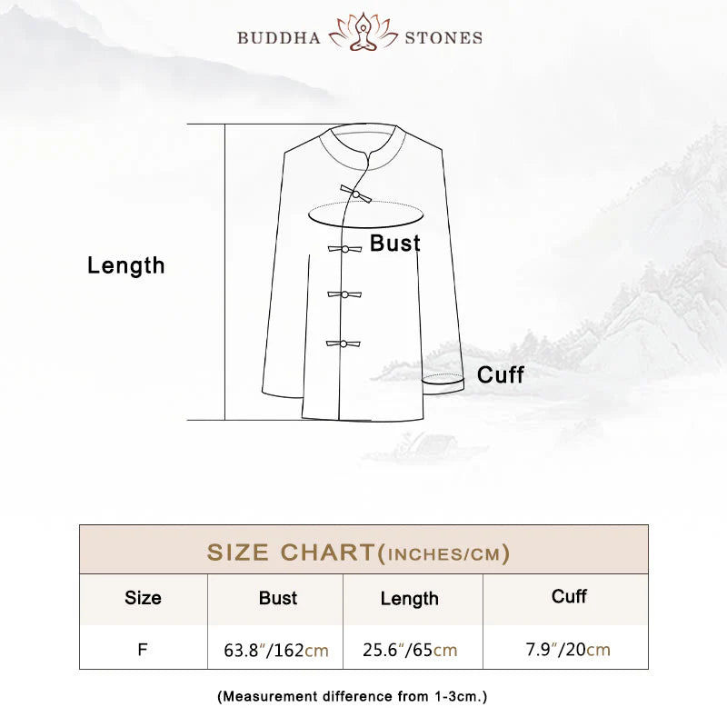 Buddha Stones Frog-Button Long Sleeve Shirt Zen Tai Chi Meditation Top Hanfu Clothing Jacket