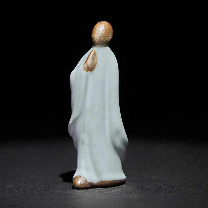 Buddha Stones Meditation Monk Ceramic Statue Serenity Home Decoration