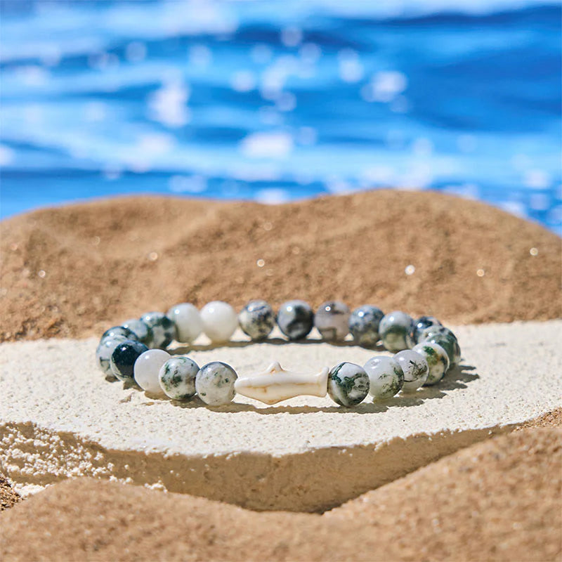 Buddha Stones Natural Agate Stone Shark Wisdom Bracelet