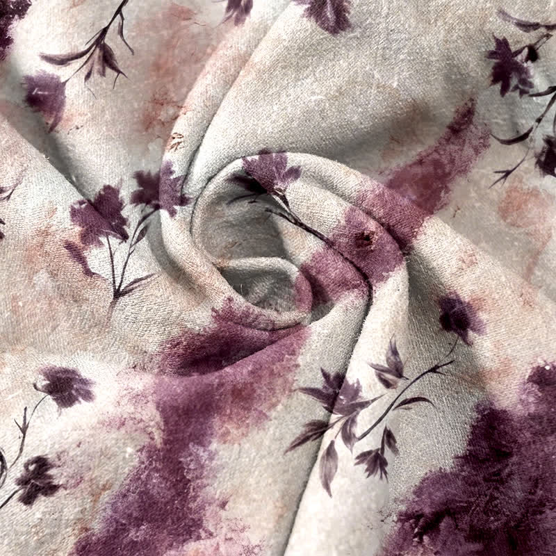 Buddha Stones Ink Wash Painting Floral Elastic Drawstring Women's Pure Cotton Pants With Pockets