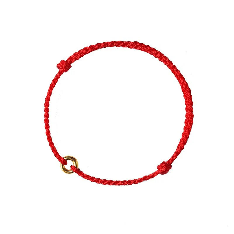 Buddha Stones Small Peace Buckle Braided String Adjustable Connection Bracelet Anklet