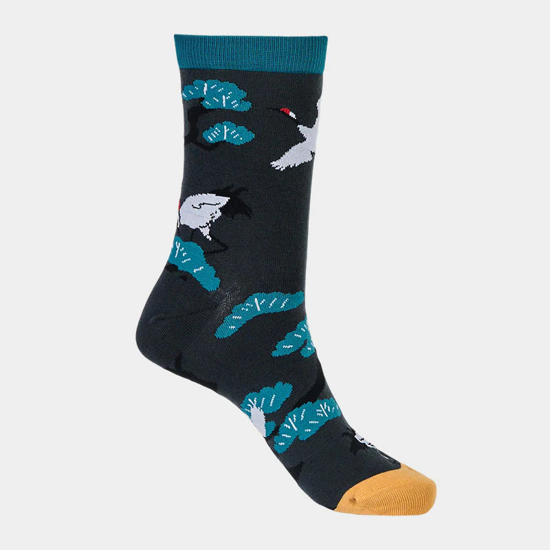 Buddha Stones Create Yourself White Crane Pine Tree Women's Socks Includes Gift Message Card