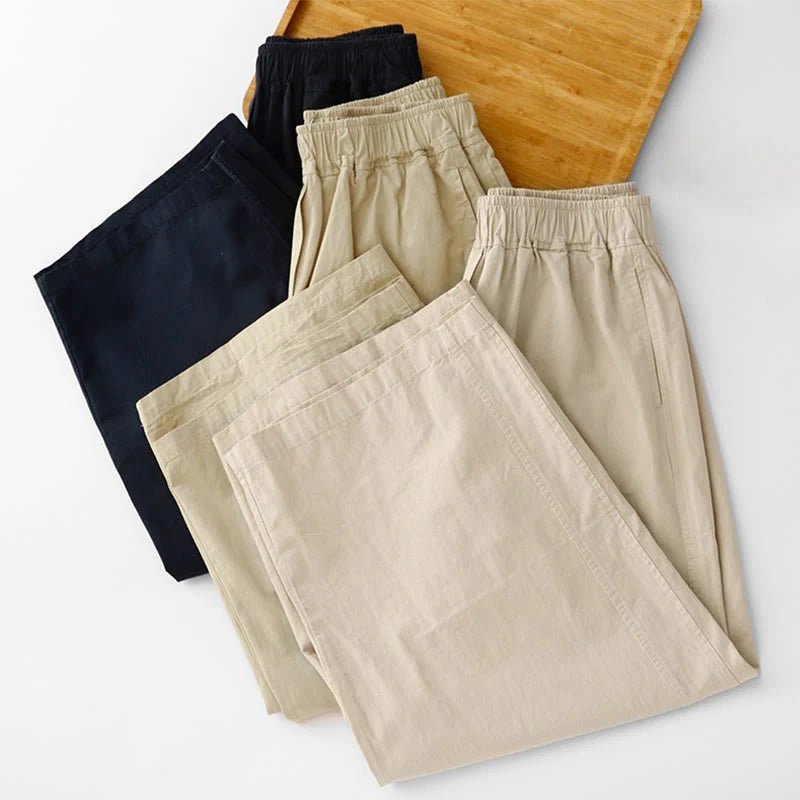 Buddha Stones Spring Commute Solid Color High Waist Women's Wide Leg Cotton Linen Pants With Pockets