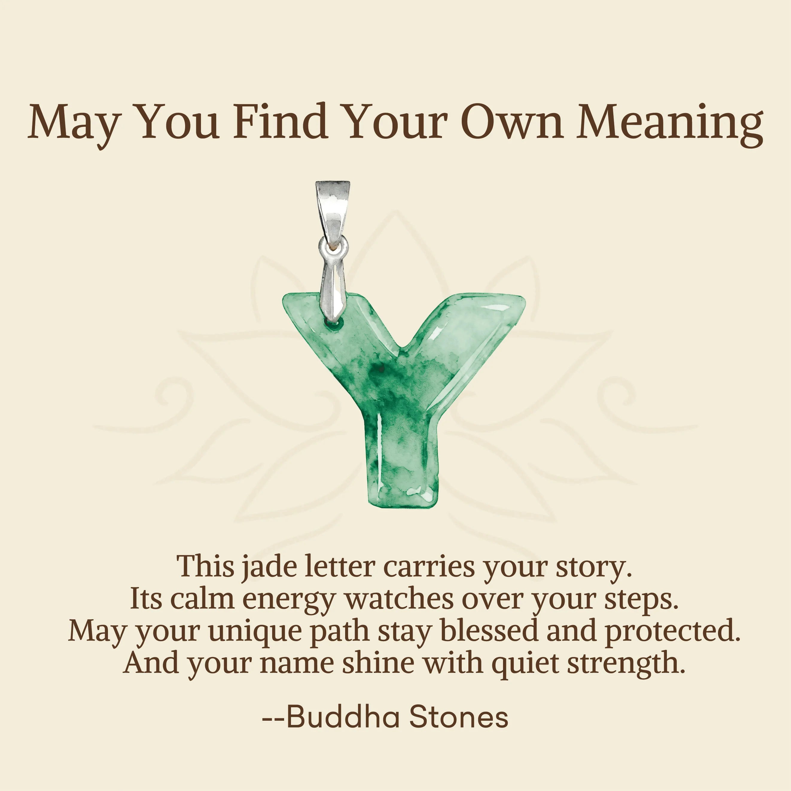 Buddha Stones May You Find Your Own Meaning Natural A-Z Letter Jade 925 Sterling Silver Chain Necklace Includes Gift Message Card
