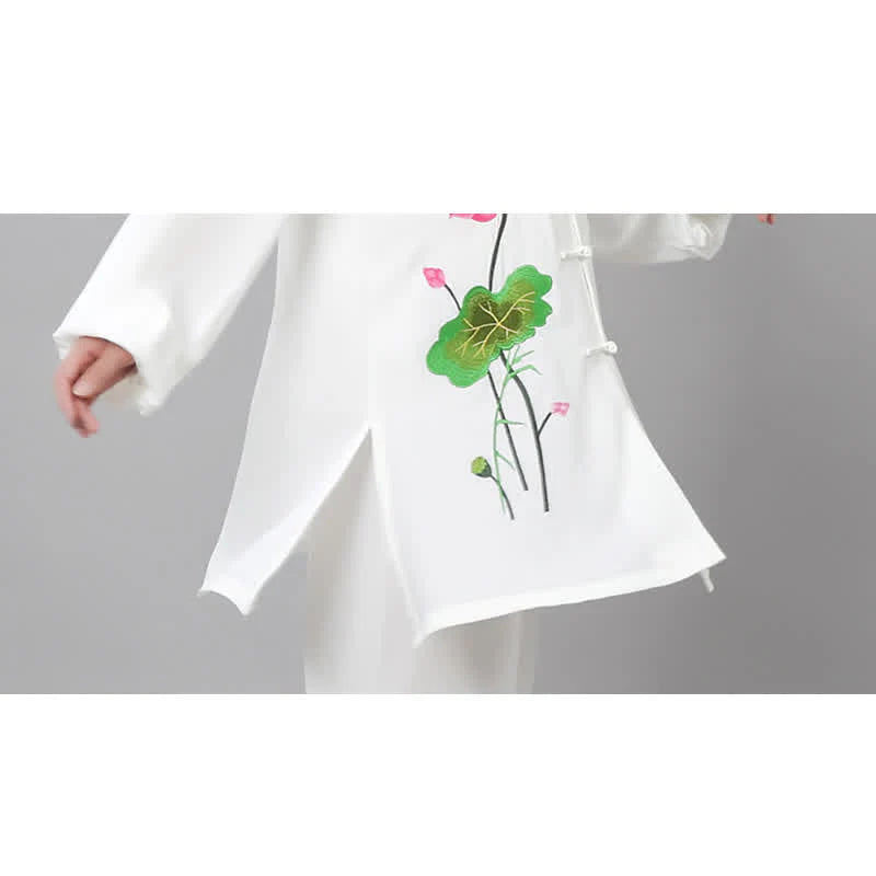 Buddha Stones Lotus Flower Leaf Pattern Tai Chi Meditation Prayer Spiritual Zen Practice Clothing Women's Set (Extra 30% Off | USE CODE: FS30)