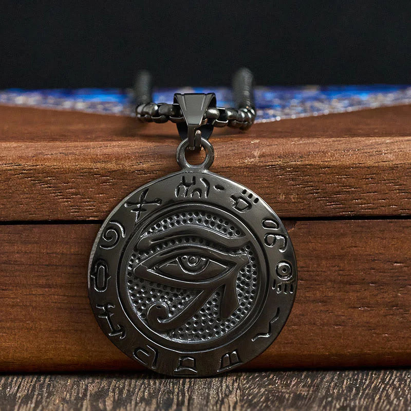 Buddha Stones Titanium Steel Evil Eye Balance Necklace Pendants