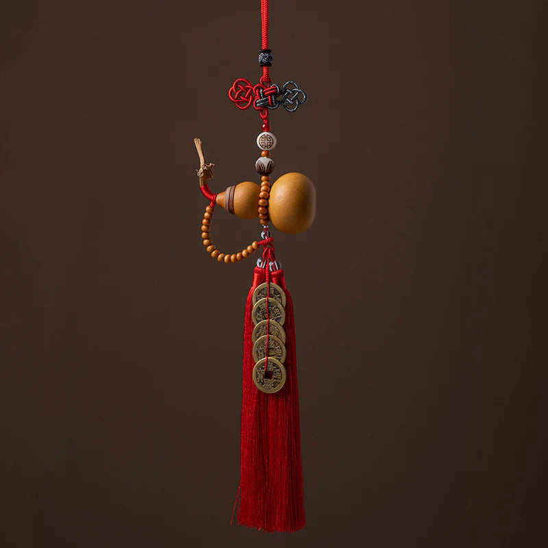 Buddha Stones Feng Shui Coins Gourd Chinese Knot Lucky Coins Five Emperor Money Wealth Tassels Decoration