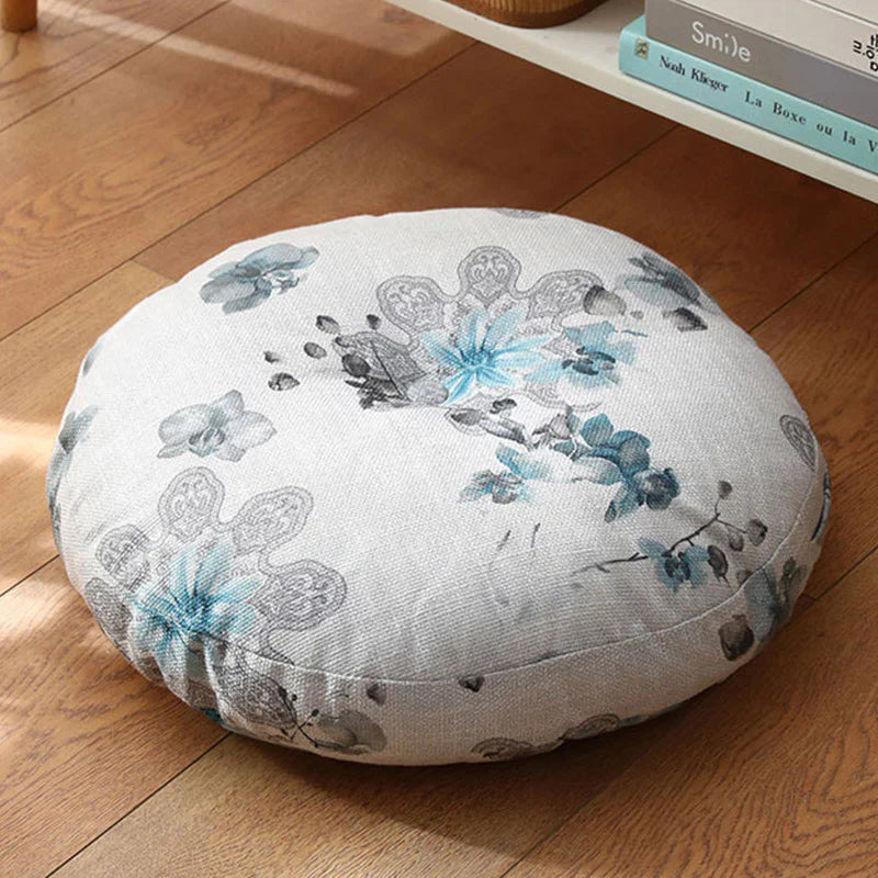 Buddha Stones Lotus Simple Pattern Linen Meditation Seat Cushion Home Living Room Decoration