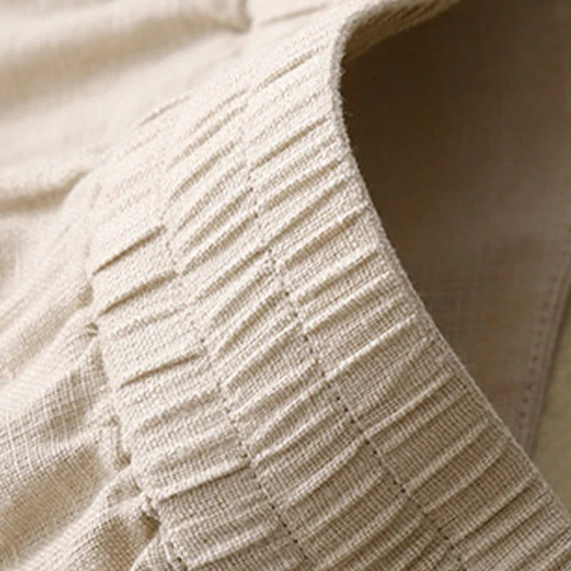 Buddha Stones Summer Casual Simple Design Linen Women's Wide Leg Pants With Zipper Pockets
