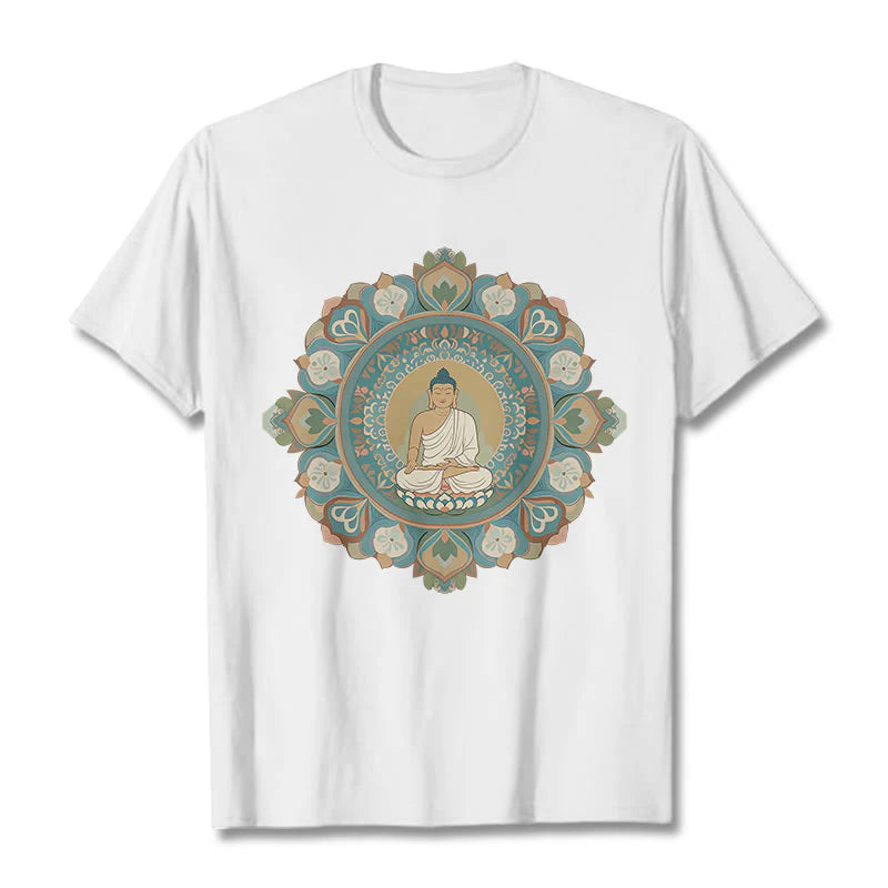 Buddha Stones Mandala Flower Buddha Tee T-shirt