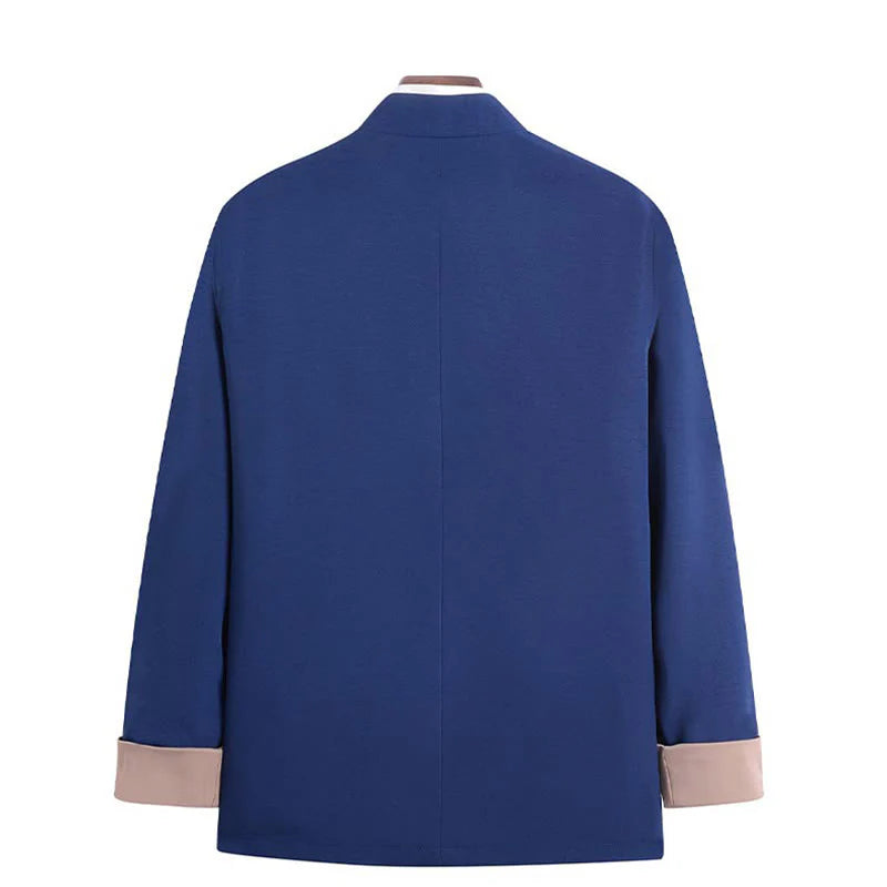 Buddha Stones Embroidery Dragon Frog-Button Desgin Long Sleeve Men's Jacket