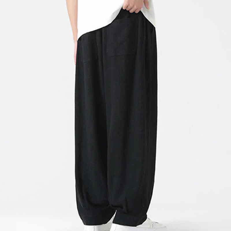 Buddha Stones Summer Drawstring Ankle Length Solid Color Men's Straight Leg Pants