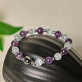 Buddha Stones Natural Amethyst White Cat's Eye Beads Balance Bracelet