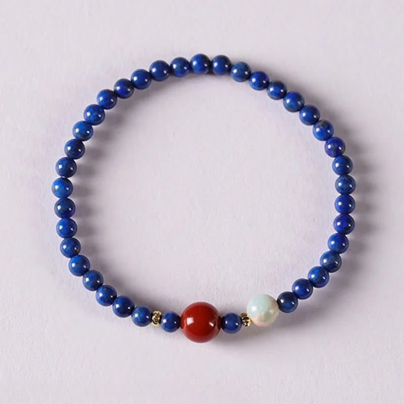 Buddha Stones Small Lazurite Agate Ultra-thin Beads Positive Bracelet