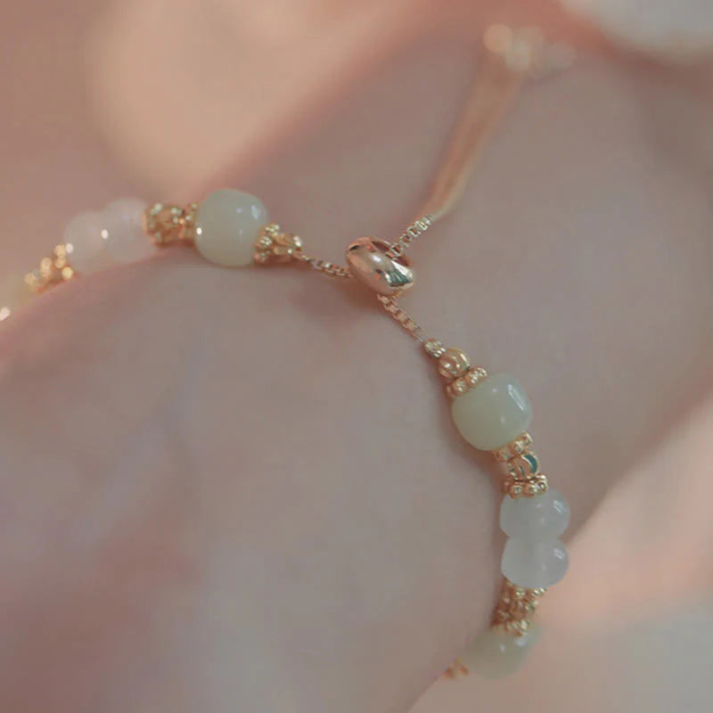 Buddha Stones Butterfly Charm Hetian Jade Adjustable Chain Prosperity Bracelet