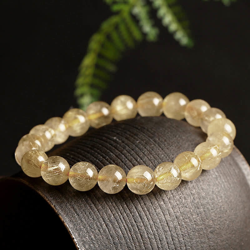 Buddha Stones Natural Golden Rutilated Quartz Auspiciousness Protection Bracelet