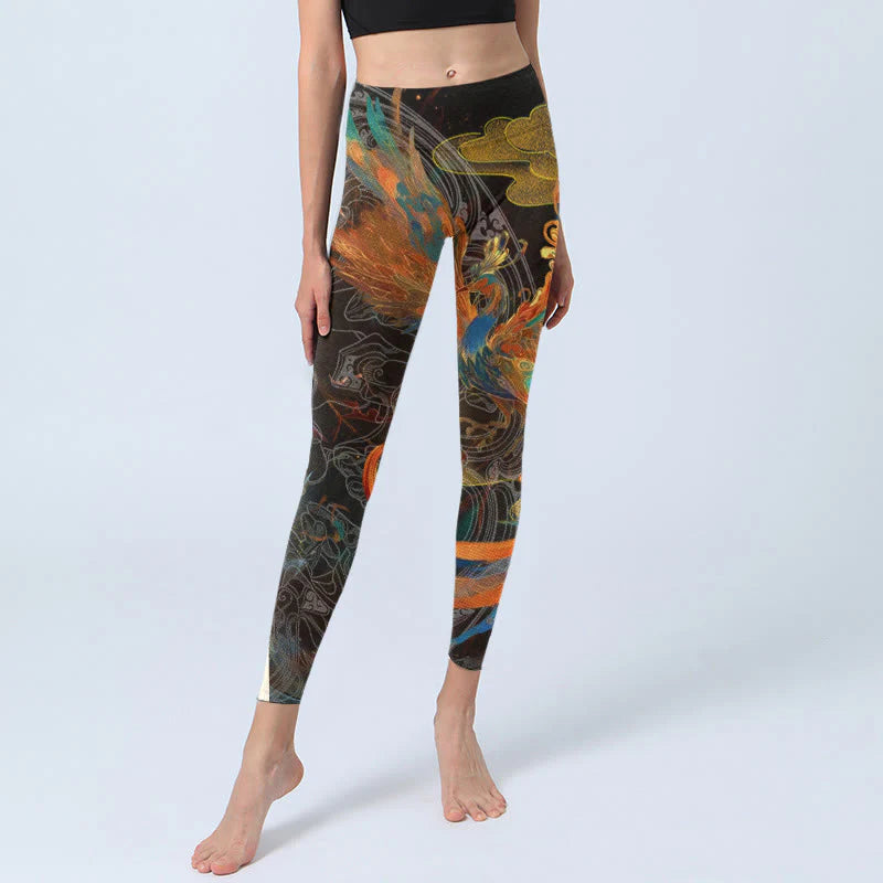 Buddha Stones Vibrant Phoenix Gym Leggings Women's Yoga Pants