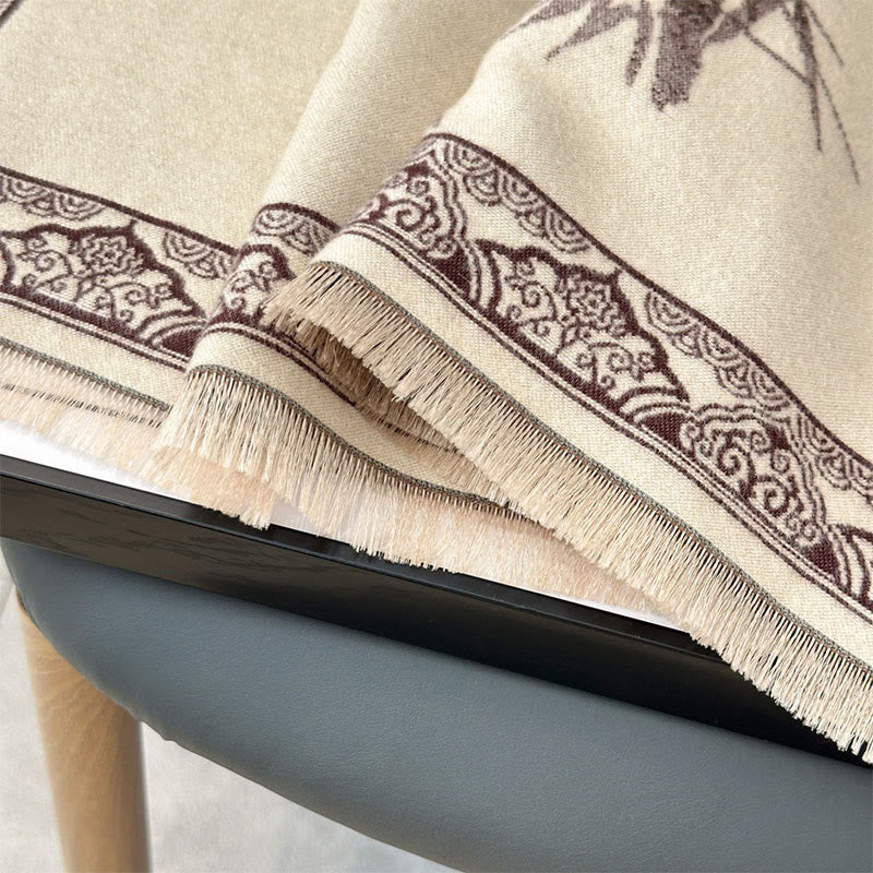 Buddha Stones Winter Birds Bamboo Leaves Vines Pattern Soft Scarf Shawl