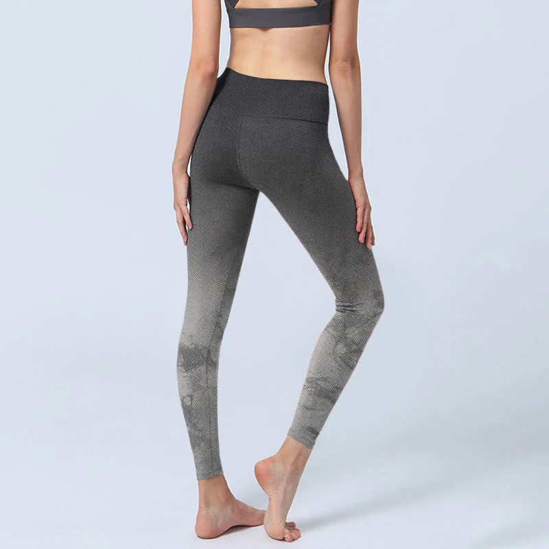 Buddha Stones Gradient Floral Print Exercise Leggings Women's Yoga Pants