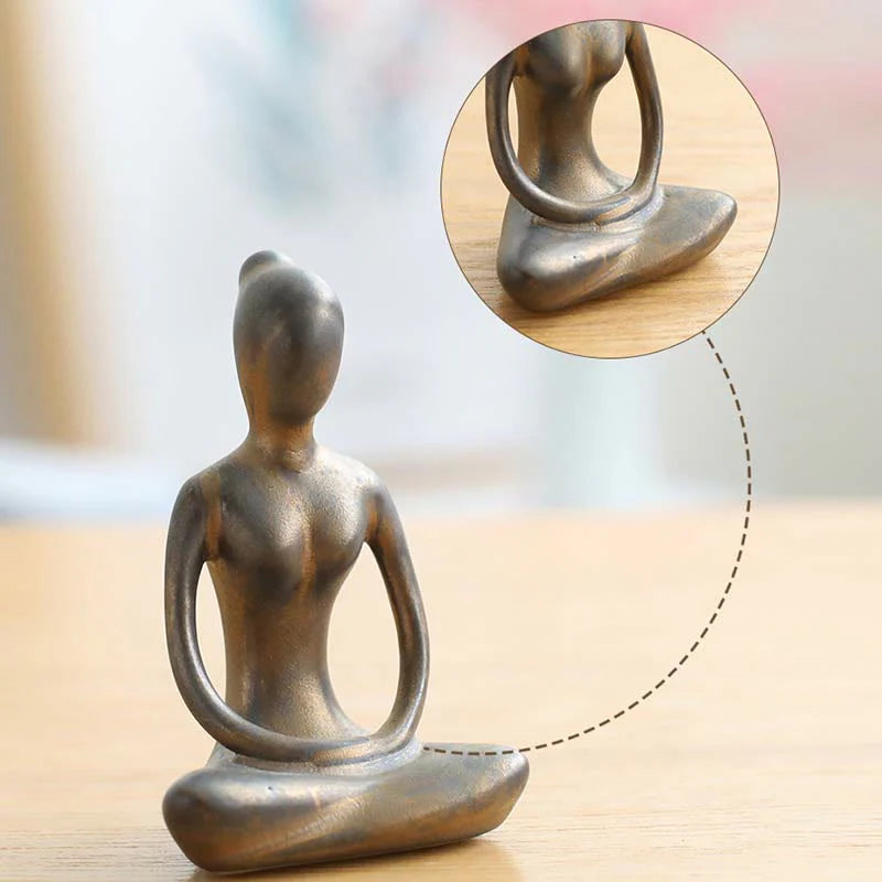 Abstract Yoga Meditation Exercise Ceramics Spiritual Figurine Sculpture Decoration
