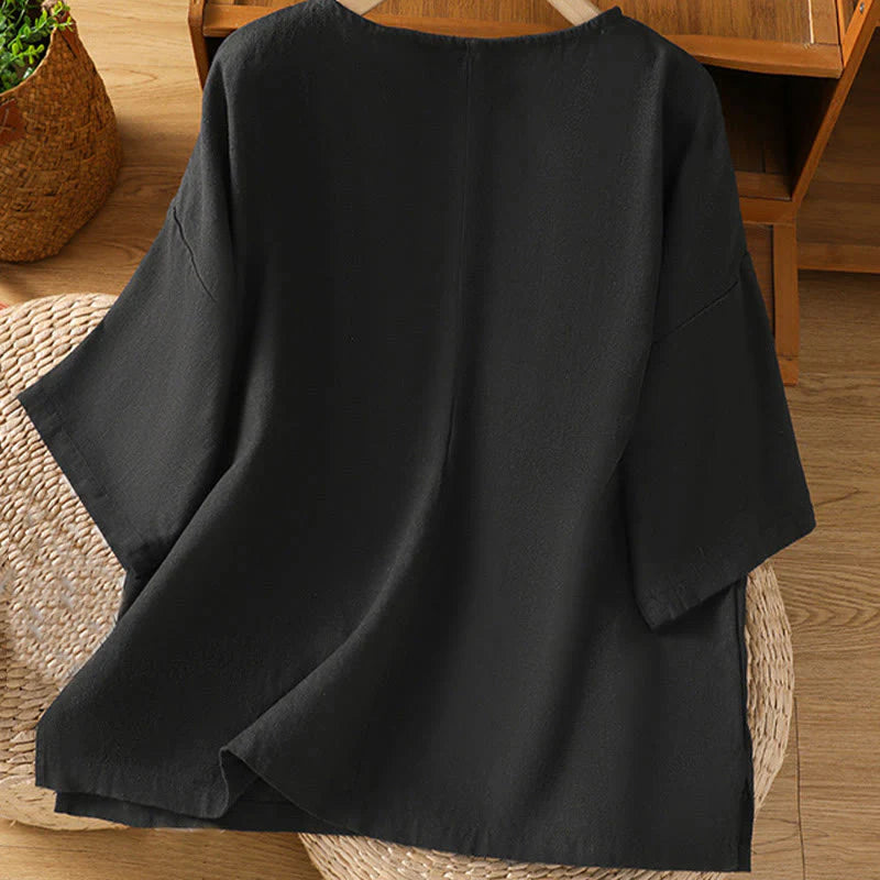 Buddha Stones Casual Summer Plain Crew Neck Women's  Cotton Short Sleeve T-Shirt