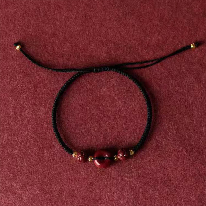 Buddha Stones Handmade Lotus Cinnabar Peace Buckle Blessing Braid Bracelet (Extra 35% Off | USE CODE: FS35)